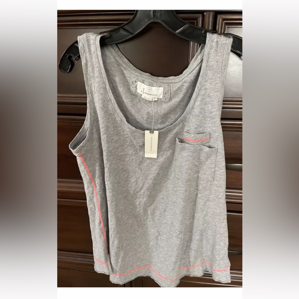 NWT $38 Anthropologie Tank Top Gray Medium Cotton
